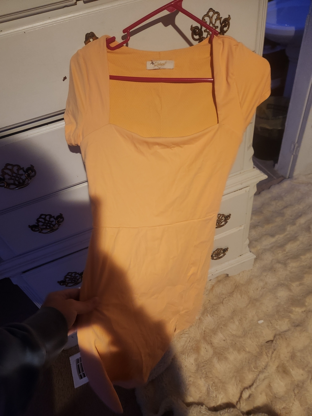 Women's Peach Square-Neck Dress